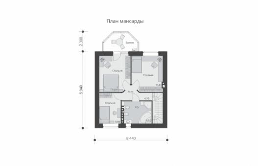 Проект одноэтажного дома с террасой и мансардой