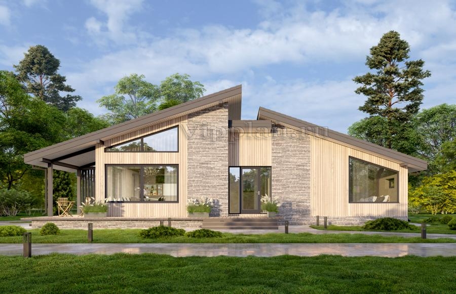 Одноэтажный дом с двумя спальнями, террасой и просторной гостиной