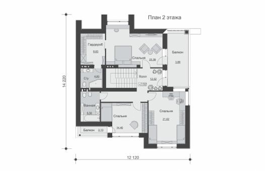 Двухэтажный дом с террасой, тремя спальнями и просторной гостиной